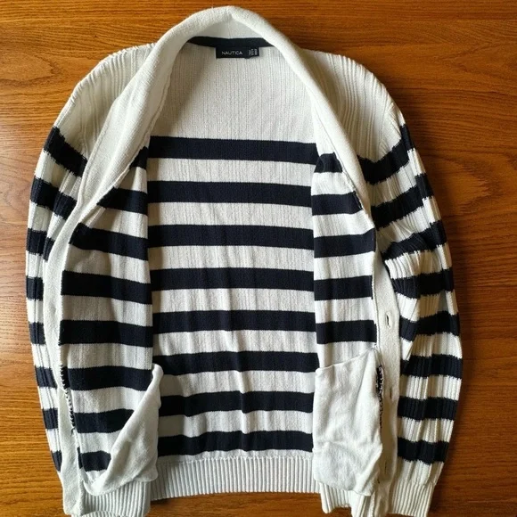 Nautica Men’s Breton Stripe Cardigan Size: XXL - Picture 4 of 8